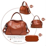 2P1006 Ladies Single-Shoulder Leather Messenger Bag - Image 4