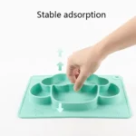 M010094 Children Silicone Dinner Plate Gridded Anti-Fall Eating Bowl Baby Cartoon Complementary Food Non-Slip Suction Cup Bowl - Image 6