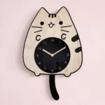 Wooden Cartoon Clocks Home Decoration Living Room Cat Wagging Tail Swinging Wall Clock - Image 2
