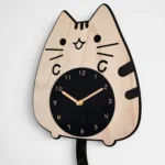 Wooden Cartoon Clocks Home Decoration Living Room Cat Wagging Tail Swinging Wall Clock - Image 3