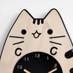 Wooden Cartoon Clocks Home Decoration Living Room Cat Wagging Tail Swinging Wall Clock - Image 4