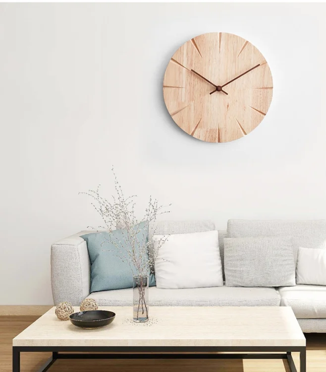 TBD05672090_6.webp 12 inch Solid Wooden Wall Clock Home Living Room Wall Clock Decorative Clock - Image 7