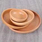 Round Fruit Plate Salad Bowl Thick Wood Dried Fruit Plate Fruit Sushi Plate - Image 3