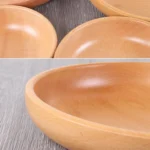 Round Fruit Plate Salad Bowl Thick Wood Dried Fruit Plate Fruit Sushi Plate - Image 4