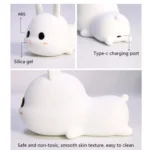Cute Rabbit Pats Night Light Bedside Nursing Eye Protection Children Sleeping Silicone Lamp - Image 4