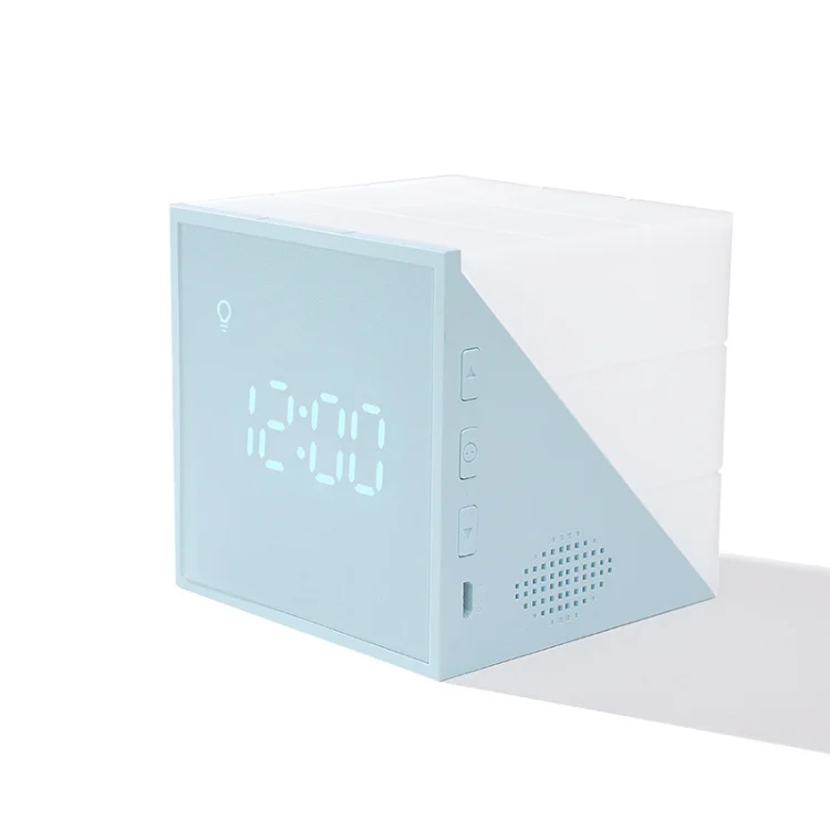 Cube Alarm Clock With LED Night Light USB Charging Cartoon Colorful Alarm Clock