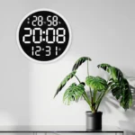 6620 12 Inch LED Simple Wall Clock Living Room Round Silent Digital Temperature And Humidity Electronic Clock - Image 9