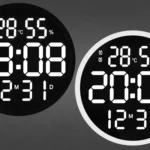 6620 12 Inch LED Simple Wall Clock Living Room Round Silent Digital Temperature And Humidity Electronic Clock - Image 2