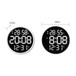 6620 12 Inch LED Simple Wall Clock Living Room Round Silent Digital Temperature And Humidity Electronic Clock - Image 6