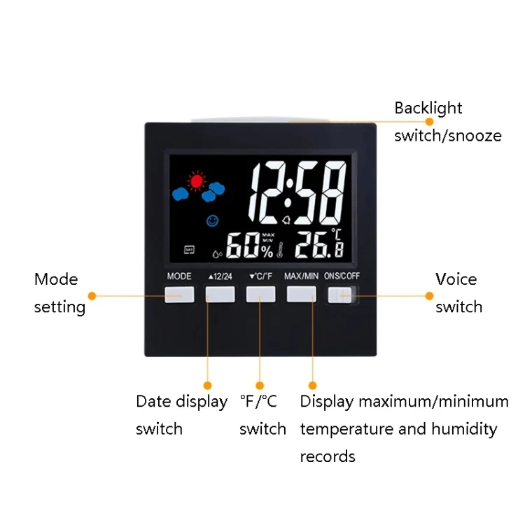 TBD0570092101_B3.webp 2159 Household Temperature And Humidity Display Alarm Clock Indoor Electronic Digital Display Multi-Function Color Screen Clock - Image 4