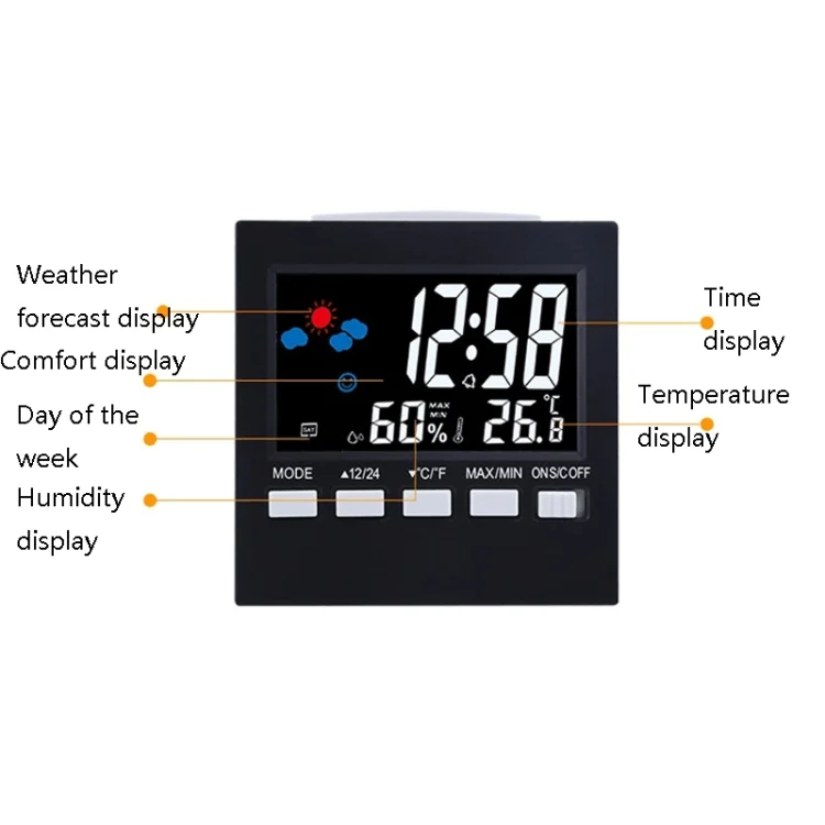 TBD0570092101_B4.webp 2159 Household Temperature And Humidity Display Alarm Clock Indoor Electronic Digital Display Multi-Function Color Screen Clock - Image 5