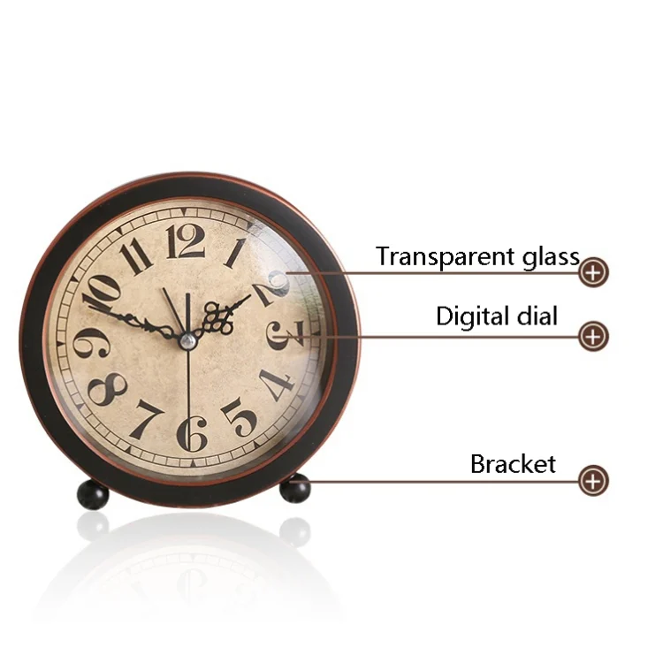 TBD0570094803_B1.webp G51 Personality Retro Alarm Clock Bed Mute Metal Student Alarm Clock, Colour: Black 2 - Image 2