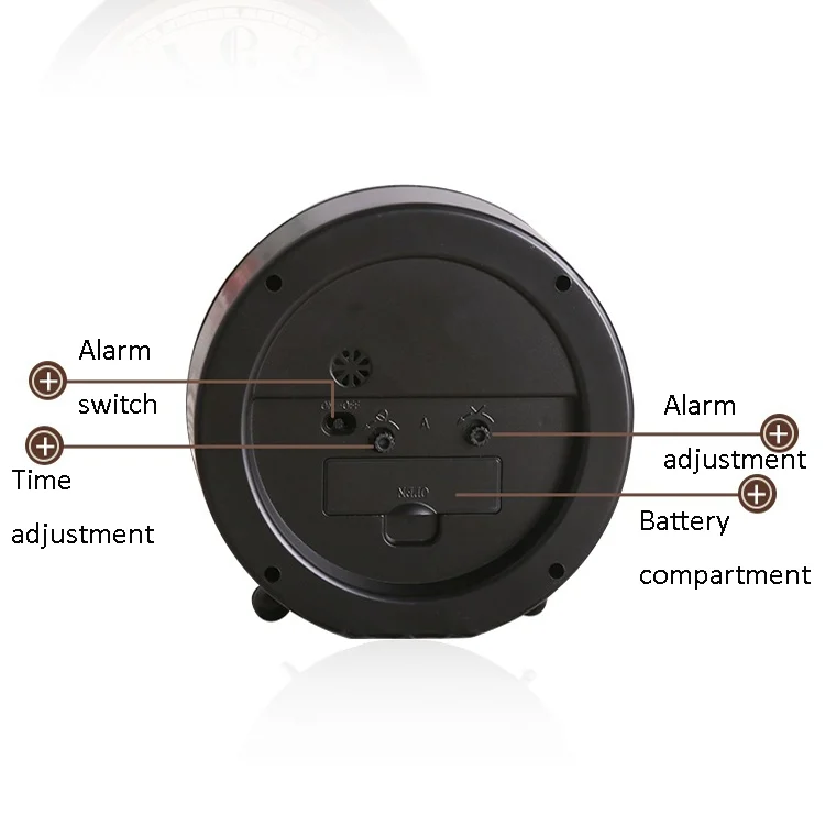 TBD0570094803_B2.webp G51 Personality Retro Alarm Clock Bed Mute Metal Student Alarm Clock, Colour: Black 2 - Image 3