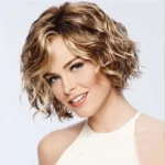 Ladies Oblique Bangs Fluffy Short Curly Hair Wig Headgear