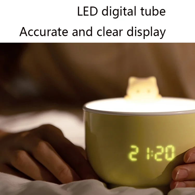 TBD0571535601_B5.webp Multifunctional Voice-activated LED Light Shows Time Children Cartoon Cat Alarm Clock - Image 6