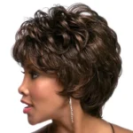 Ladies Oblique Bangs Fluffy Pick Color Wig Short Curly Hair Hood - Image 3