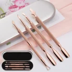 Rose Gold Double-headed Steel Nail Remover Set Clean Decontamination Remover Manicure Tool - Image 5