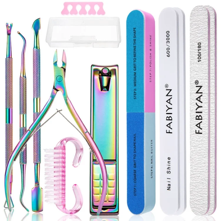 TBD0571882201.webp 2 In 1 FABIYAN Color Titanium Nail Art Tool Set Dead Skin Shears Steel Push Nail File Pliers - Image 1