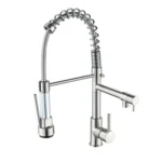 Copper And Nickel Brushed Double Outlet Spring Faucet Rotatable Kitchen Hot And Cold Water Faucet