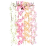 Simulation Sakura Rattan Plastic Decorative Flower Vine, Colour: 135 Flowers Deep Pink - Image 2