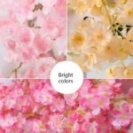 Simulation Sakura Rattan Plastic Decorative Flower Vine, Colour: 135 Flowers Deep Pink - Image 3