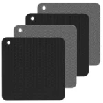 Geometry Kitchen Silicone Pot Holder Heat Insulation Pad Round(Black) - Image 4