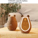 Bear Alarm Clock LED Digital Silent Bedside Lamp Bluetooth Speaker USB Charging Children Cartoon Night Light - Image 6