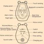 Bear Alarm Clock LED Digital Silent Bedside Lamp Bluetooth Speaker USB Charging Children Cartoon Night Light - Image 7