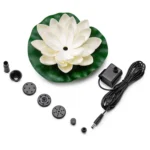 Solar Fountain Floating Views Garden Pool Water Scene, Lotus Leaf Flower Style,Color Random Deilvery - Image 2