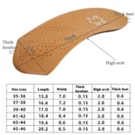 Cow Leather Arch Half Insole Flat Arch Support O-Leg Corrective Insole,Size: 35/36 - Image 6
