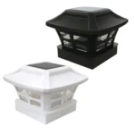 4 inch Outdoor Solar Column Lamp White + Warm White Light Garden Lamp - Image 2