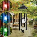 Outdoor Solar LED Wind Ring Lamp Waterproof Stainless Steel Garden Hanging Lamp Decoration Light