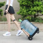 SELORSS BY04 Folding Small Pulley Car Aluminum Pull Rod Luggage Car Hand Carts Travel Shopping Move Goods And Buy Groceries Car - Image 7