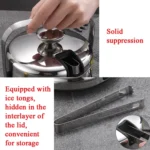 304 Stainless Steel Ice Bucket Double-Layer Hollow Bar Beer Wine Barrel With Ice Clip, Capacity: 1.3L - Image 5