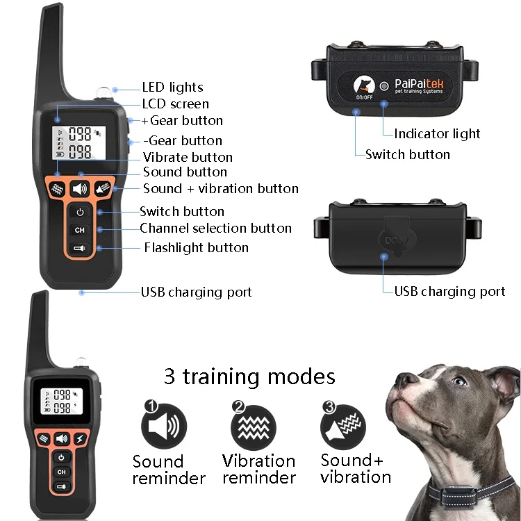TBD05720135_2.webp PaiPaitek PD529V-1 Training Dog Anti-Barking Device Vibration Collar 1000M Remote Control Distance Pet Training Supplies - Image 3