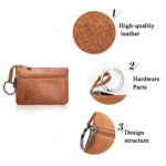 AP122 Leather Mini Multifunctional Coin Purse Small Card Holder Retro Zipper Short Clutch - Image 5