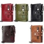 RFID Anti-Theft Swipe Wallet Tri-Fold Multi-Card Slot Crazy Horse Leather Men Leather Wallet - Image 2