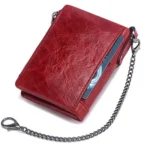 RFID Anti-Theft Swipe Wallet Tri-Fold Multi-Card Slot Crazy Horse Leather Men Leather Wallet - Image 4