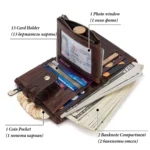 RFID Anti-Theft Swipe Wallet Tri-Fold Multi-Card Slot Crazy Horse Leather Men Leather Wallet - Image 5