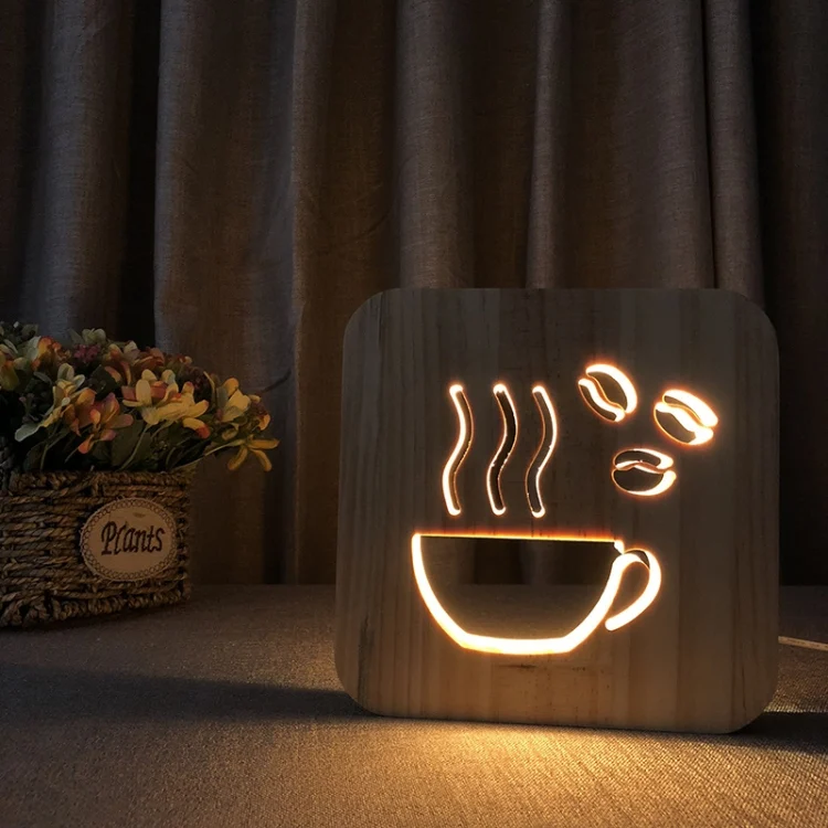 TBD0572030301A.webp FS-T1879W 2.5W 3D Coffee LED Wooden Table Lamp Bedroom Night Light - Image 1