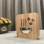FS-T1879W 2.5W 3D Coffee LED Wooden Table Lamp Bedroom Night Light - Image 2