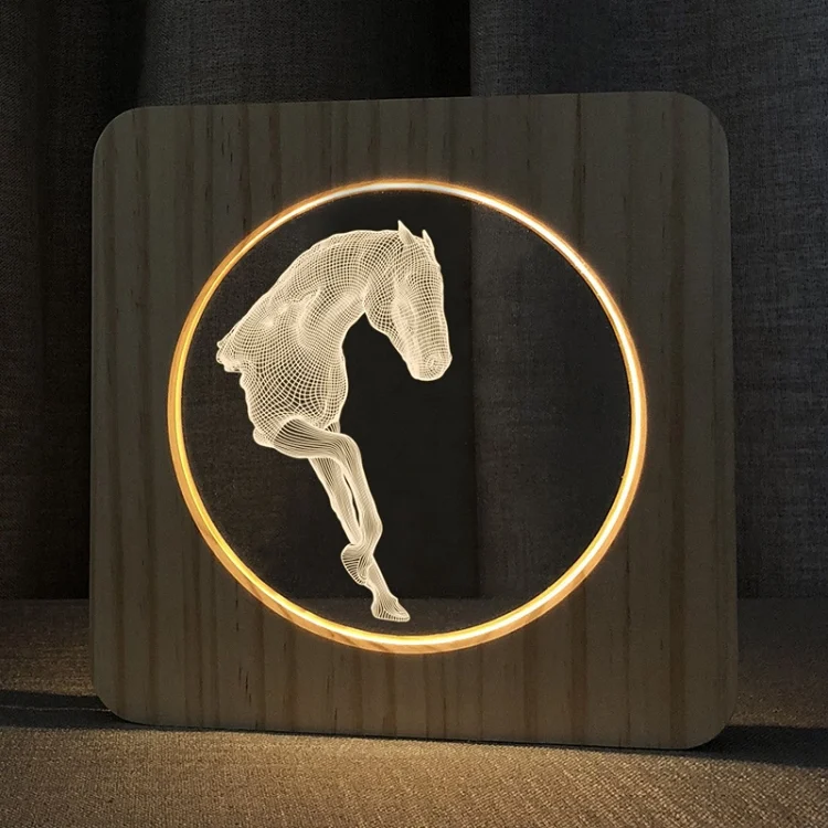 TBD0572030801A.webp FS-A3762W 3D Horse Wooden Table Lamp Bedroom Night Light - Image 1
