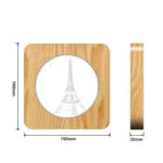 FS-A2821-02W Eiffel Tower Shape USB Solid Wood Table Lamp LED Night Light - Image 3