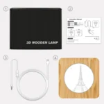 FS-A2821-02W Eiffel Tower Shape USB Solid Wood Table Lamp LED Night Light - Image 4