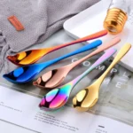 Household Kitchen Stainless Steel Seasoning Spoon 304 Thickened Tip Oil Spoon Mounting Spoon,Color: - Image 3