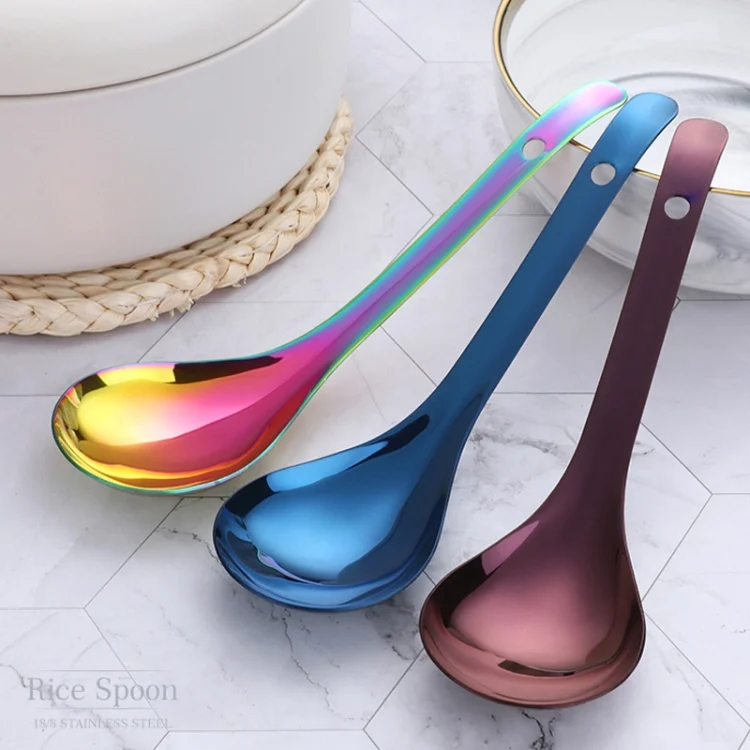 TBD05720608_1.webp 304 Stainless Steel Rice Spoon Household Thickened Large Soup Spoon,Random Color Delivery - Image 2