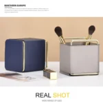 Cortical Makeup Brush Storage Bucket Barrel Desktop Leather Pen Barrel - Image 6