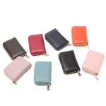 1626 Short RFID Anti-Theft Brush Multiple Card-Binding Card Package Ladies Cowhide Zipper Wallet - Image 3
