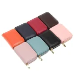 1626 Short RFID Anti-Theft Brush Multiple Card-Binding Card Package Ladies Cowhide Zipper Wallet - Image 4