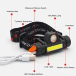 2 PCS 101 USB Rechargeable Headlight Glare Flashlight Magnet Camping Light Outdoor Fishing Light - Image 3